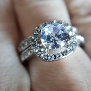 Simulated White Sapphire and Sterling Silver Ring